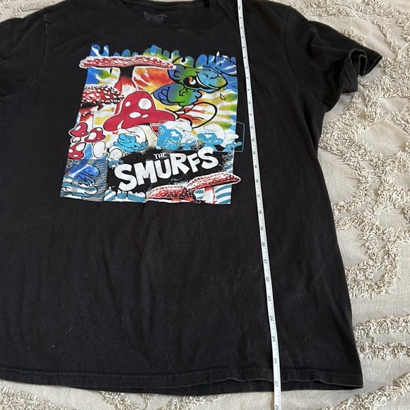 Psychedelic Smurf Mushrooms Tie Dye Black Tee Men’s Size Large - Picture 14 of 15